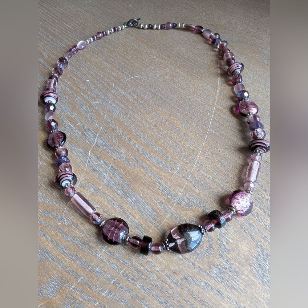 Purple Beaded Necklace with Elegant Design